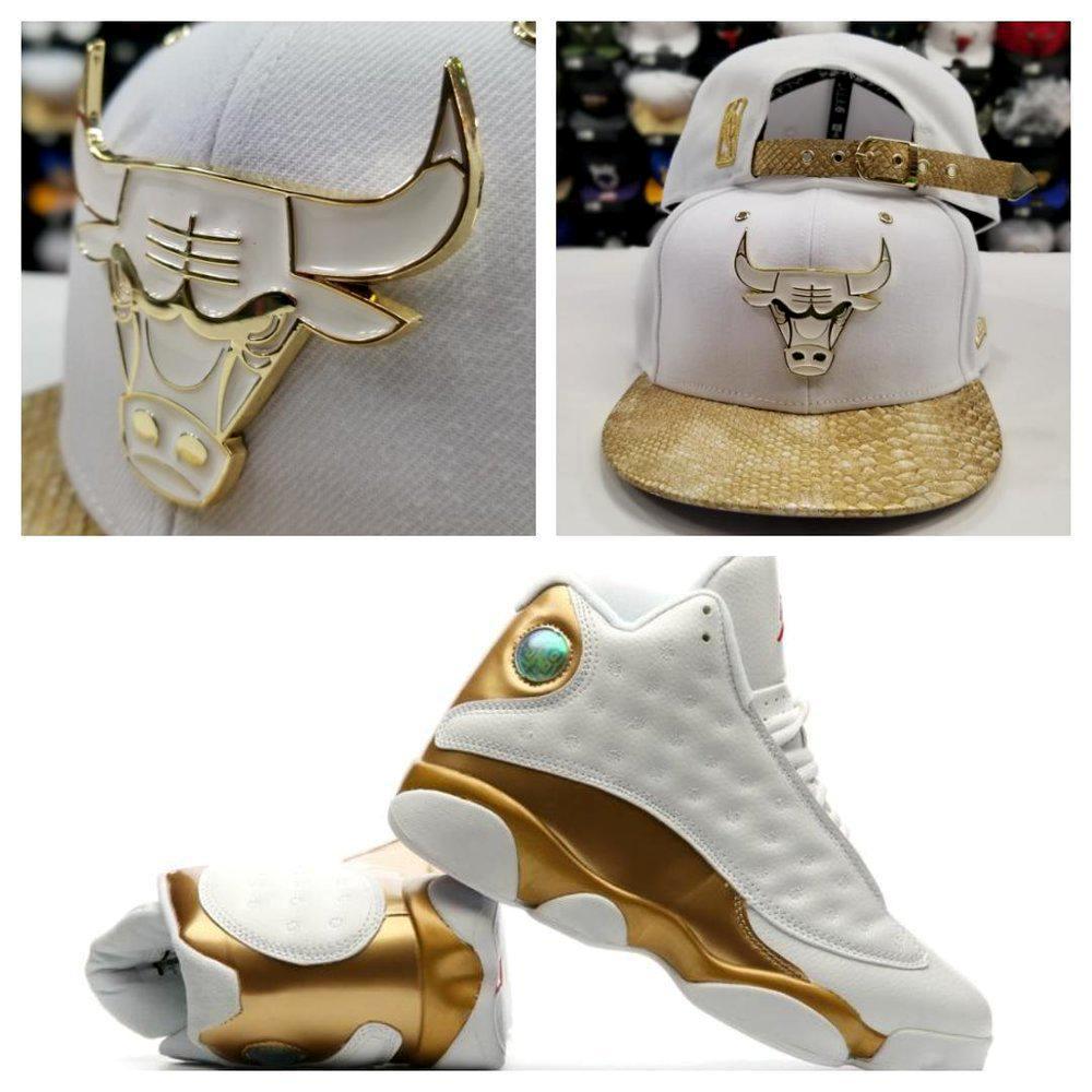 White and gold bulls hat Clearance