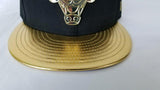 Matching New Era Chicago Bulls Metal Badge Logo Fitted Hat for Jordan 14 DMP Black Gold