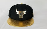 Matching New Era Chicago Bulls Metal logo Fitted Hat for Nike Foamposite Gold Foams