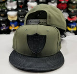 Matching New Era Limited Edition Metal Badge Oakland Raiders Snapback Hat For Nike Foamposite Legion Green / Black