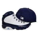 Matching New Era Miami Marlins Fitted Hat for Jordan 9 Retro White / Navy
