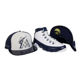 Matching New Era Miami Marlins Fitted Hat for Jordan 9 Retro White / Navy