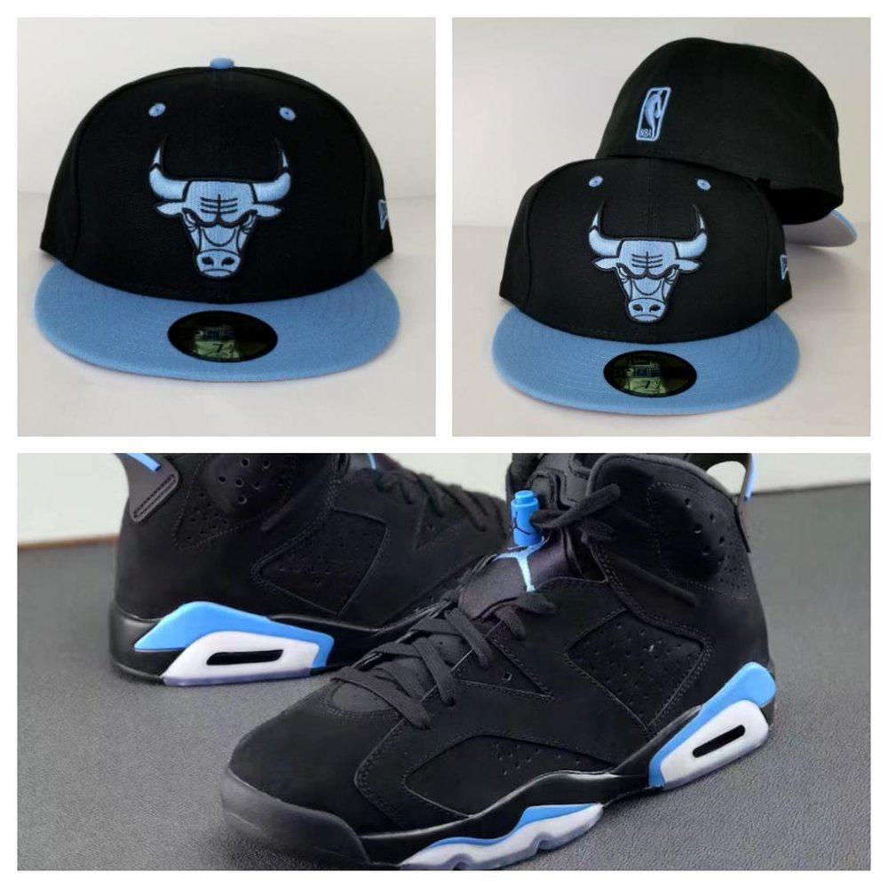 Matching New Era NBA Chicago Bulls Fitted Hat for Jordan 6 UNC Blue