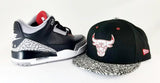 Matching New Era NBA Chicago Bulls Metal Badge 9Fifty Snapback For Jordan 3 Black Cement
