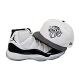 Matching New Era New York Knicks snapback Hat for Jordan 11 White Black Concord