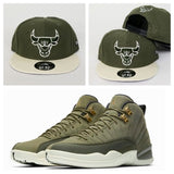 Matching New Era Olive Green Chicago Bulls Snapback Hat for Jordan 12 Chris Paul