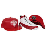Matching New Era PU Leather New York Knicks Snapback Hat For Jordan 9 Gym Red