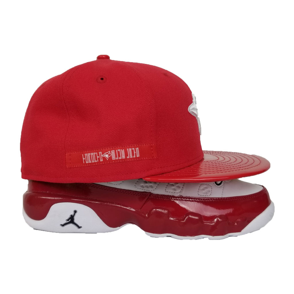 Matching New Era Toronto Blue Jays Fitted Hat For Jordan 9 Gym Red