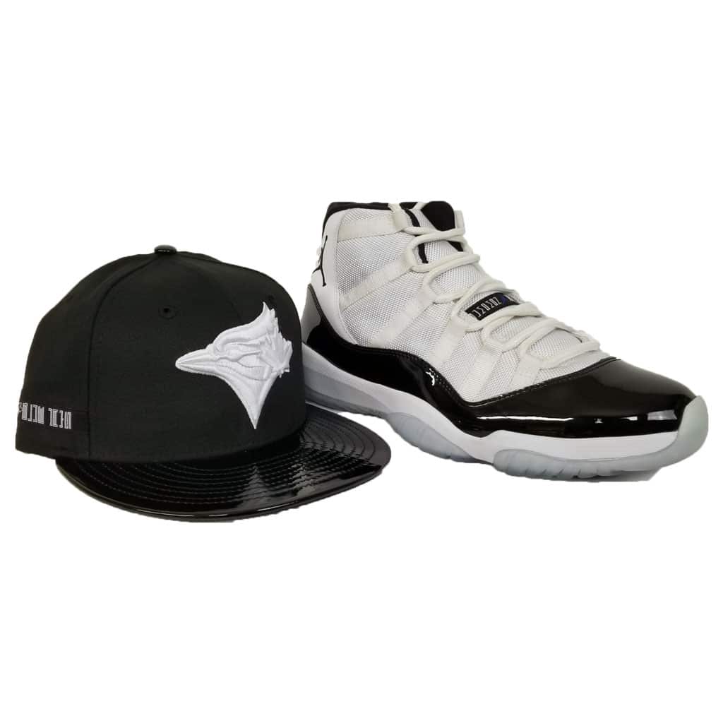 Matching New Era Toronto Blue Jays Fitted Hat for Jordan 11 Black white Contord