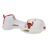 Matching New Era White Chicago Bulls Fitted Hat for Jordan 12 FIBA
