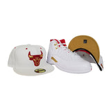 Matching New Era White Chicago Bulls Fitted Hat for Jordan 12 FIBA