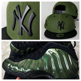 Matching New York Yankee Black Metal Badge New Era Snapback hat For Nike Air Foamposite Legion Green / Black