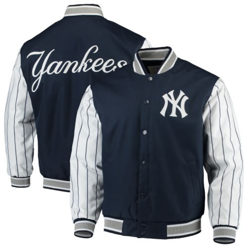 Navy and Gray Full-Snap New York Yankees Hoodie Jacket - Jackets Masters