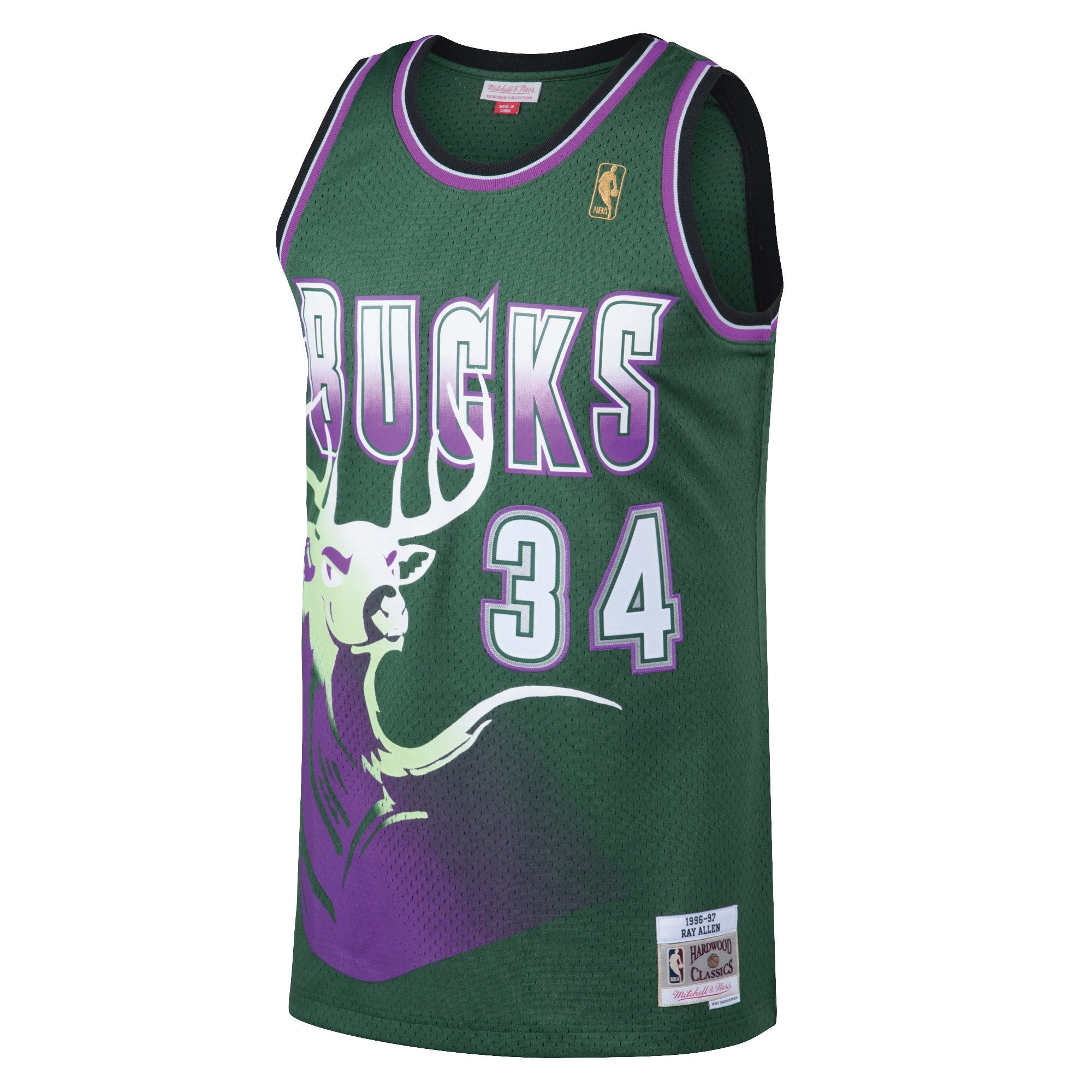 Milwaukee Bucks 1996-97 Ray Allen Mitchell & Ness Green Swingman Jersey