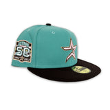 Mint Green Houston Astros Brown Visor Pink Bottom 50th Anniversary Side Patch New Era 59Fifty Fitted