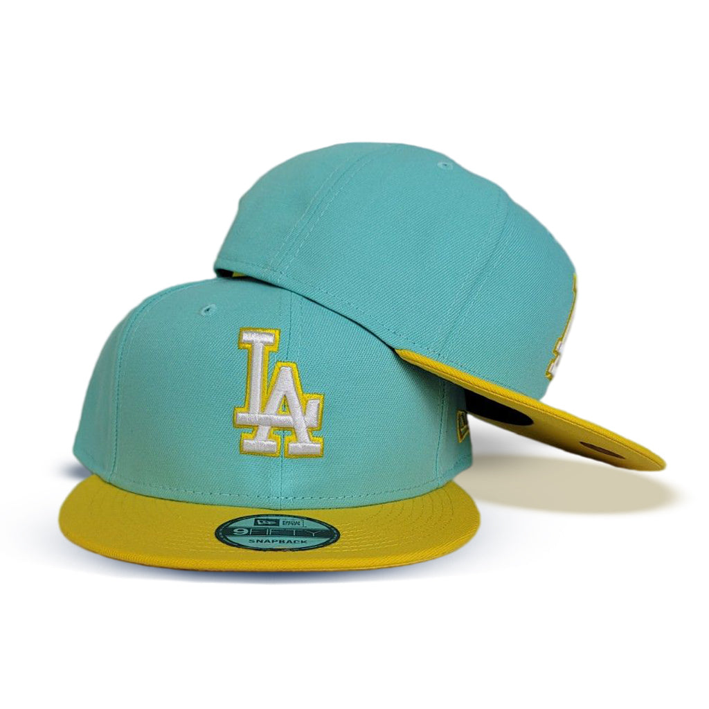 Mint Green Los Angeles Dodgers Yellow Visor New Era 9FIFTY Snapback Hat