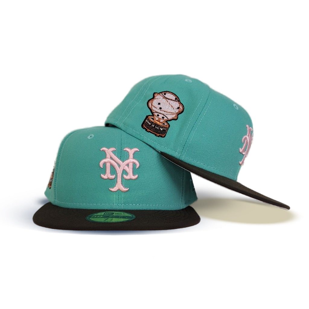 Mint Green New York Mets Brown Visor Pink Bottom 1964 All Star Game Side Patch New Era 59FIFTY Fitted 75/8