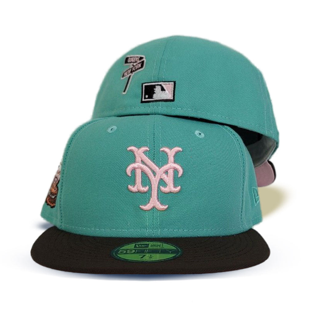 Mint Green New York Mets Brown Visor Pink Bottom 1964 All Star Game Side Patch New Era 59FIFTY Fitted 75/8