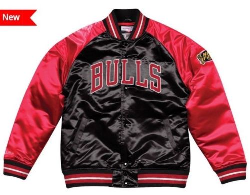 Mitchell & Ness Chicago Bulls Quilt Lined Jacket - Men's Black/Red (Sizes Large Or XL) - Officially Licensed NBA Gear