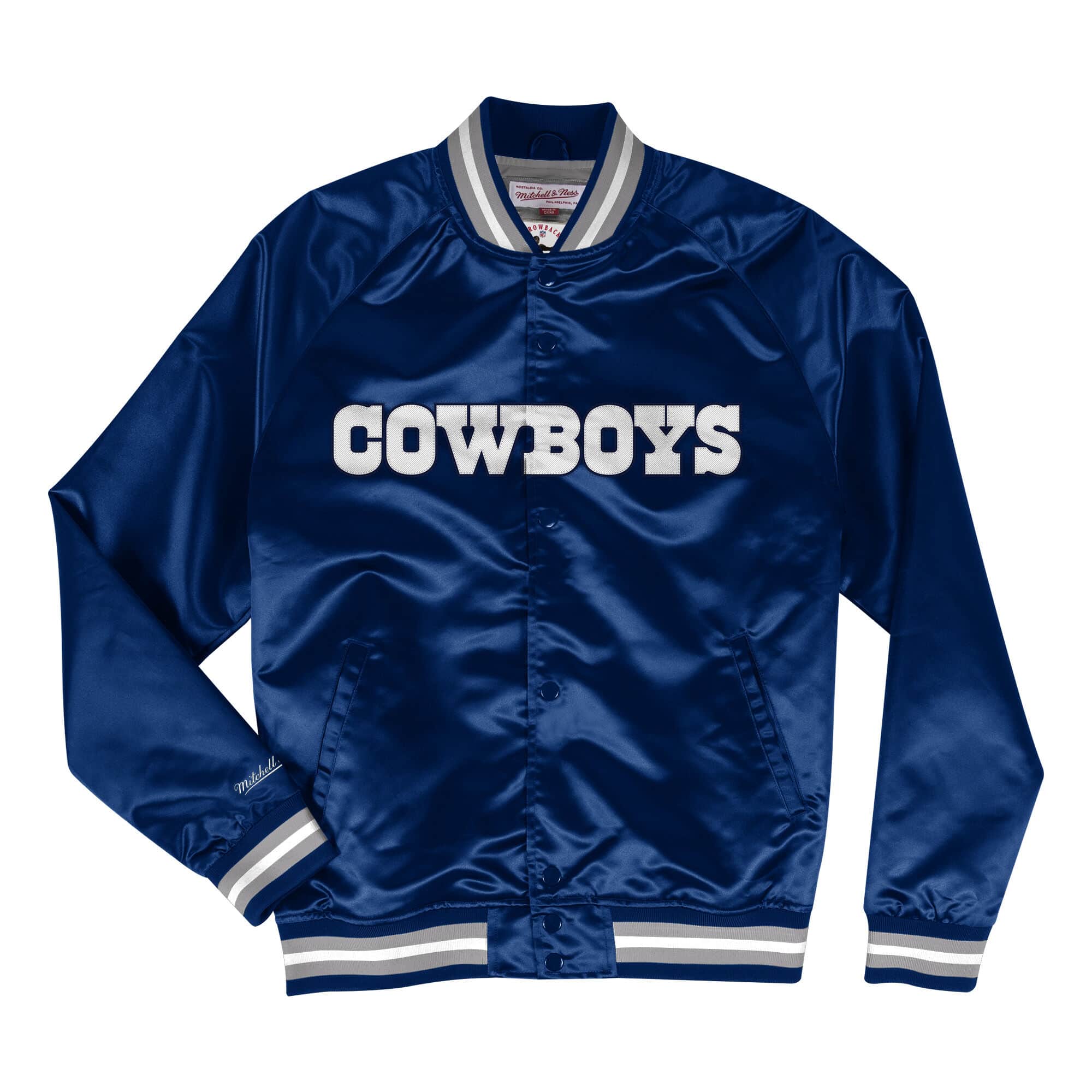 Mitchell & Ness Dallas Cowboys Navy Blue Satin Light Jacket