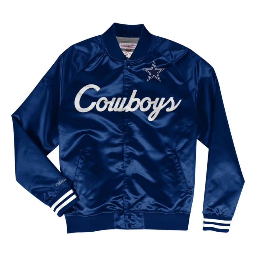 Mitchell & Ness Dallas Scrip Cowboys Navy Blue Satin Light Jacket