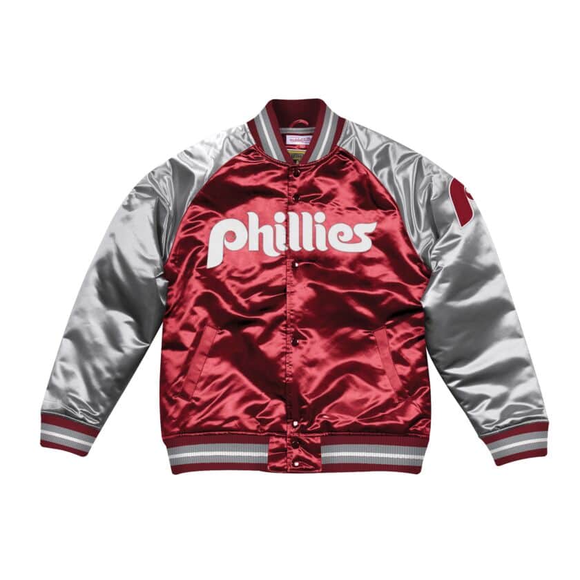 Mitchell & Ness Philadelphia Phillies Burgundy Satin Varsity Jacket