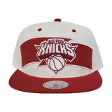 Mitchell & Ness White - Burgundy New York Knicks Snapback Hat