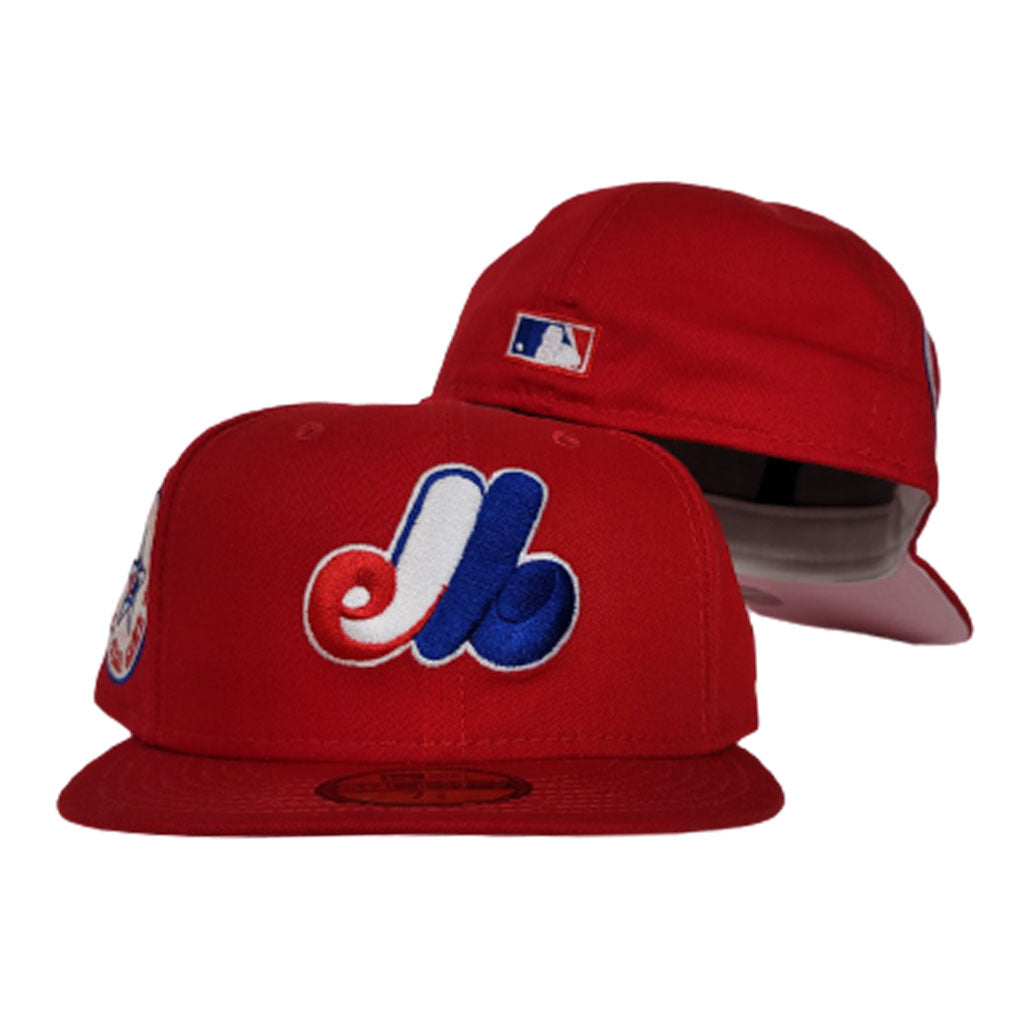 Boston Celtics Light Blue Fitted Hat With Pink Brim Montreal Expos