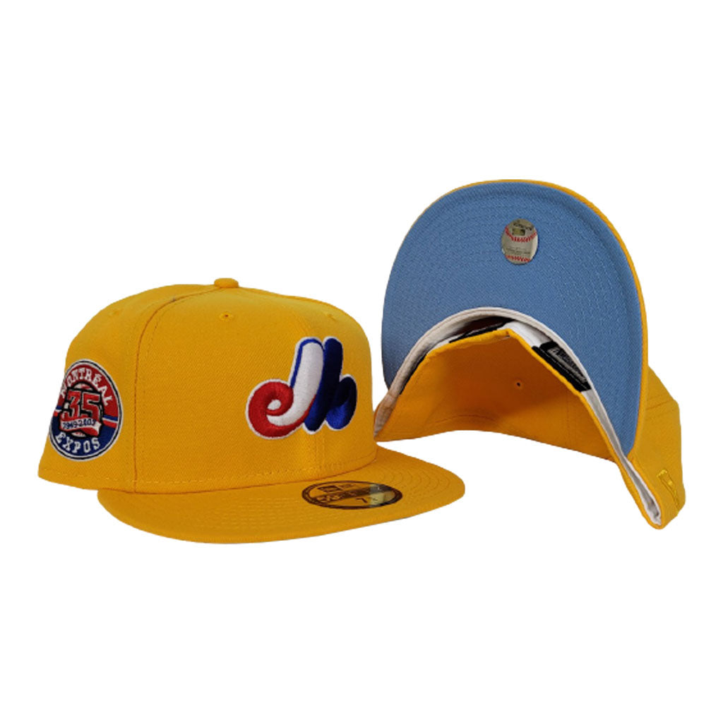 Montreal Expos Taxi Yellow Icy Blue 35th Anniversary Side Patch New Era 59Fifty Fitted