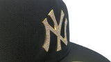 NEW ERA NEW YORK YANKEES BLACK GOLD CRYSTAL DIAMOND RHINESTONE FITTED HAT