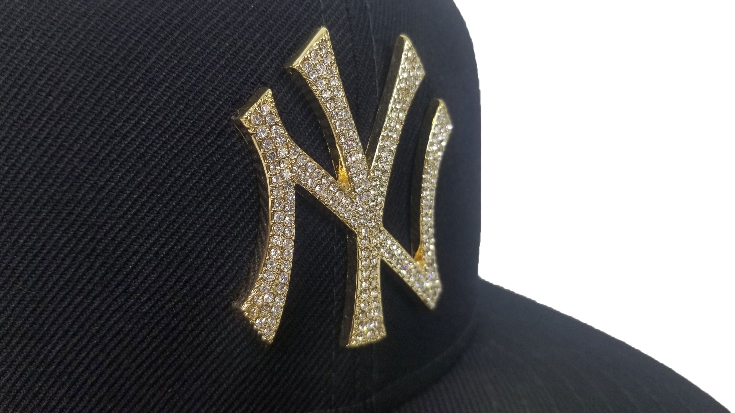 NEW ERA NEW YORK YANKEES NAVY GOLD CRYSTAL DIAMOND RHINESTONE FITTED HAT