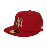 NEW ERA NEW YORK YANKEES RED GOLD CRYSTAL DIAMOND RHINESTONE FITTED HAT