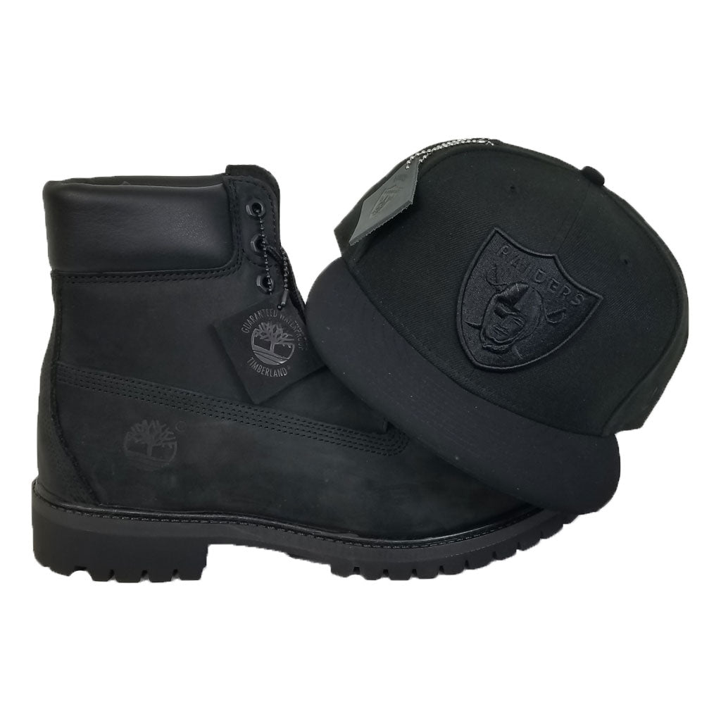 NEW ERA OAKLAND RAIDERS PATCHED UP TIMBERLAND HOOK BLACK 59FIFTY FITTED