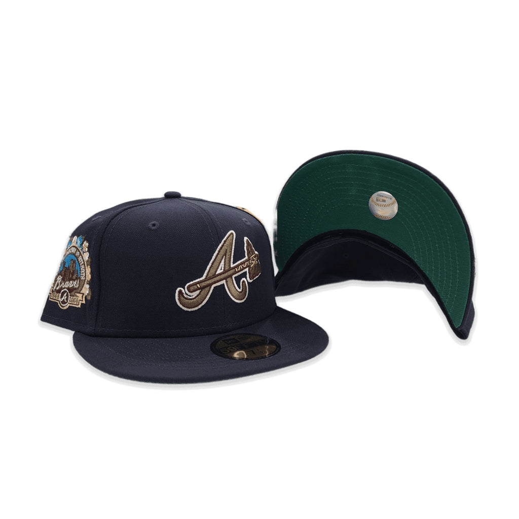 Navy Blue Atlanta Braves Botanical 40th Anniversary Side Patch Green Bottom New Era 59FIFTY Fitted 71/2