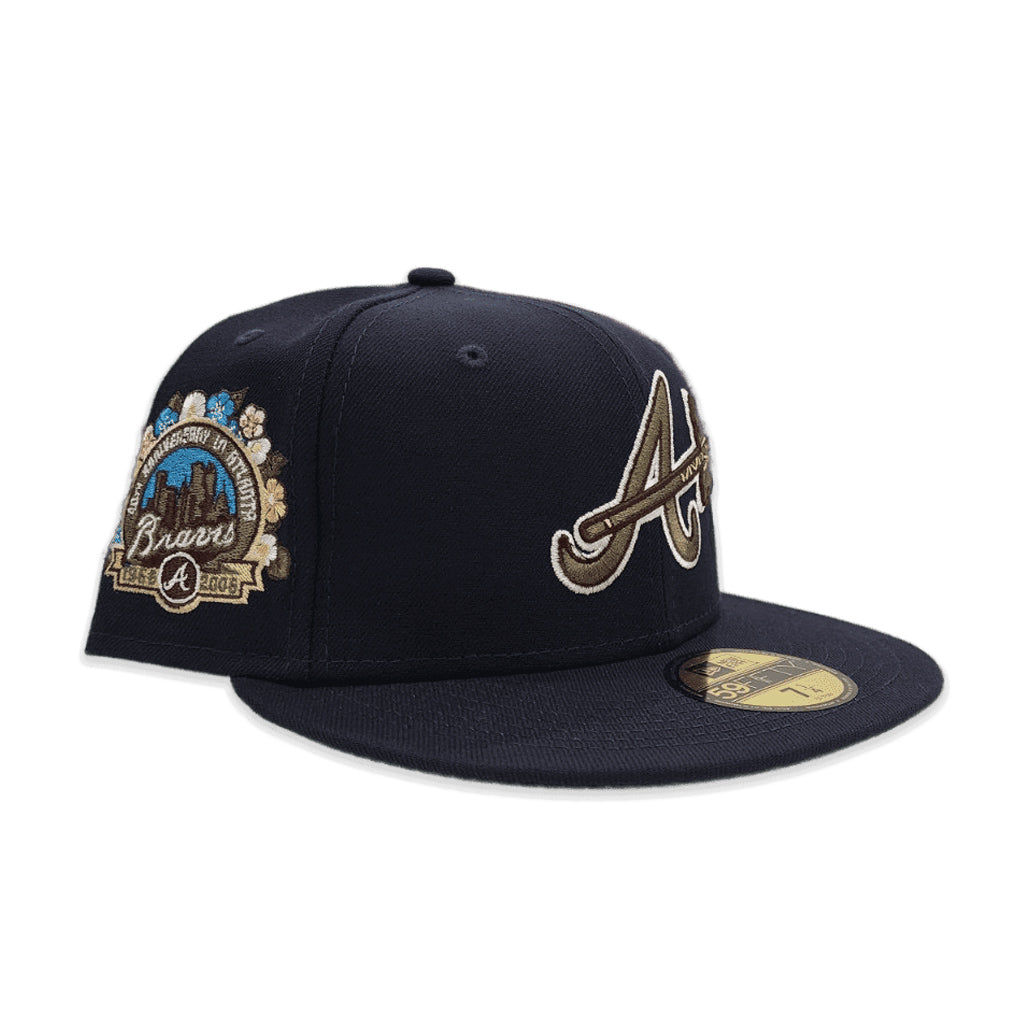 Navy Blue Atlanta Braves Botanical 40th Anniversary Side Patch Green Bottom  New Era 59Fifty Fitted