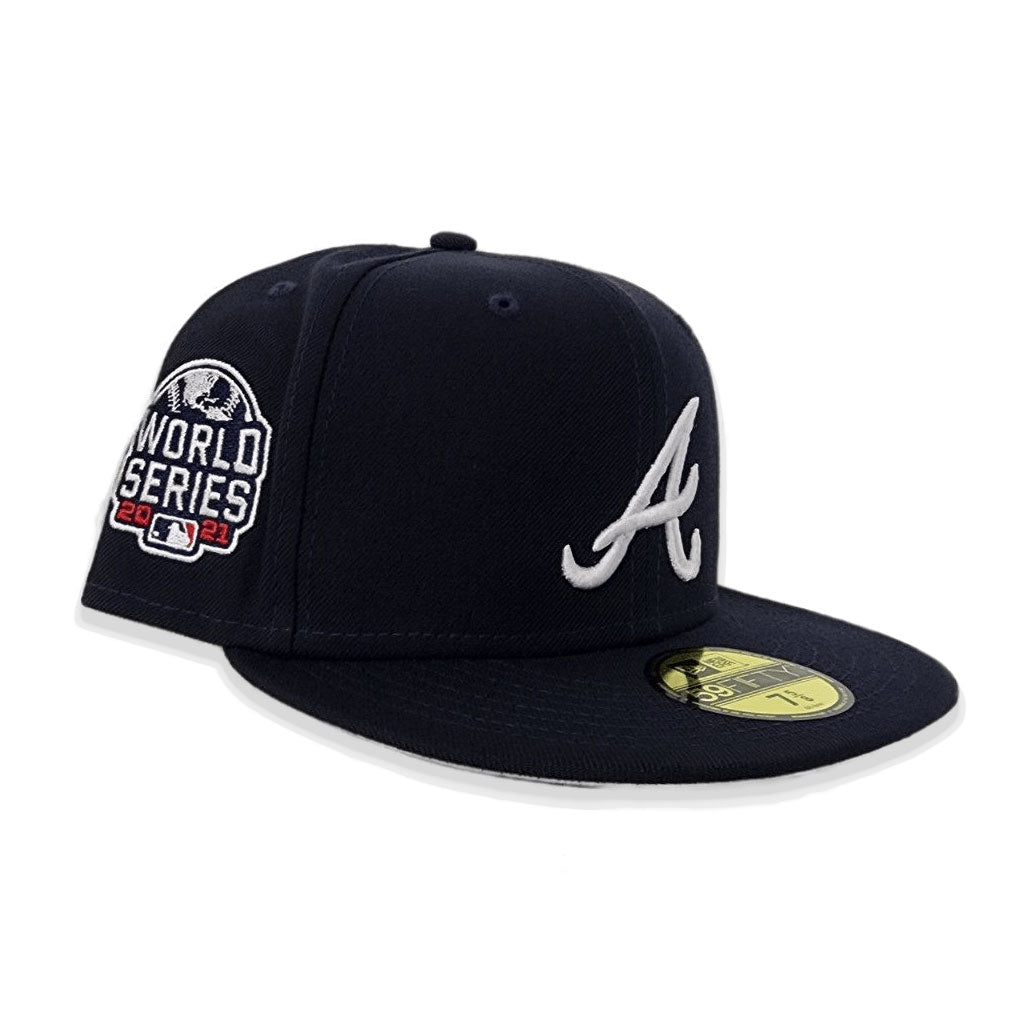 Navy Blue Atlanta Braves Gray Bottom 2021 World Series Side Patch New Era 59Fifty Fitted