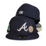 Navy Blue Atlanta Braves Grey Bottom Crystal ATL State Map Side Patch New Era 59Fifty Fitted