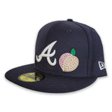 Navy Blue Atlanta Braves Grey Bottom Crystal ATL State Map Side Patch New Era 59Fifty Fitted