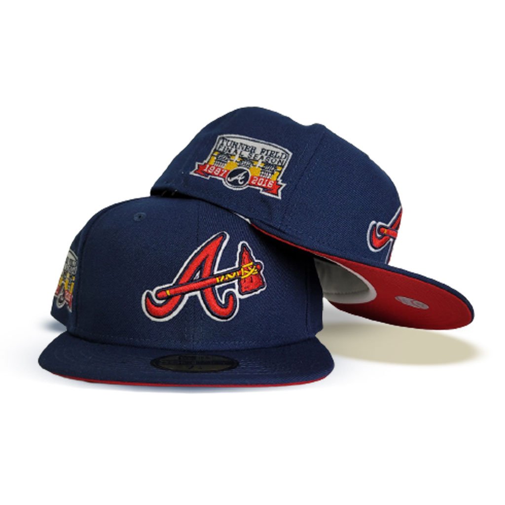 Navy blue Atlanta Braves Red Bottom 2017 Inaugural Season Side Patch New  Era 59Fifty Fitted