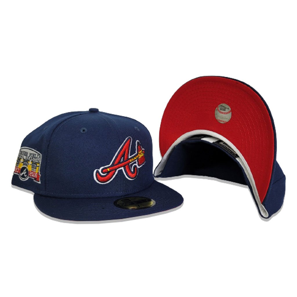 Navy blue Atlanta Braves Red Bottom 2017 Inaugural Season Side