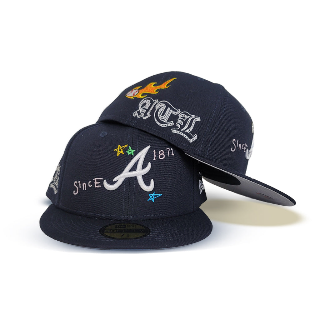 Navy Blue Atlanta Braves Scribble New Era 59Fifty Fitted