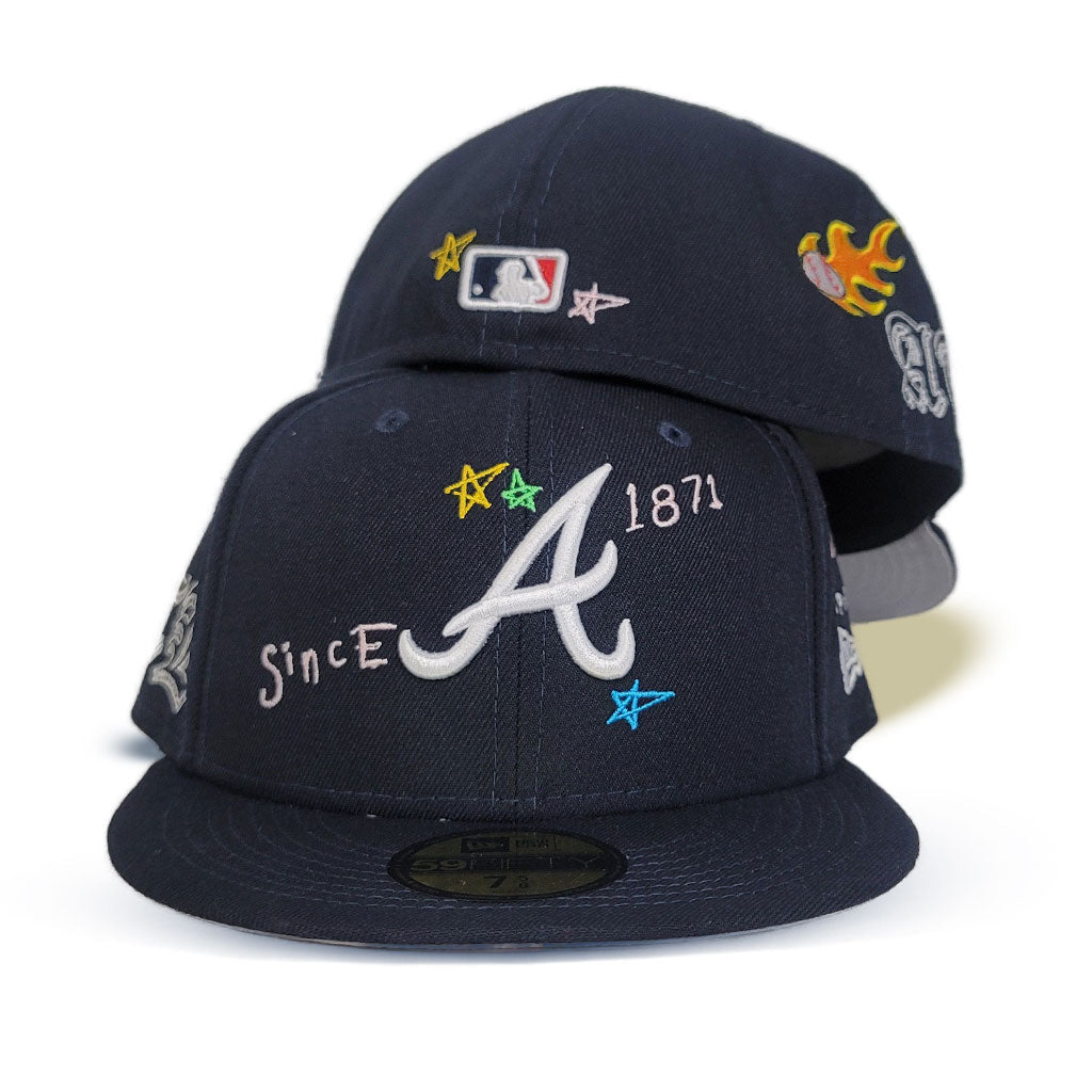 Navy Blue Atlanta Braves Scribble New Era 59FIFTY Fitted 73/4