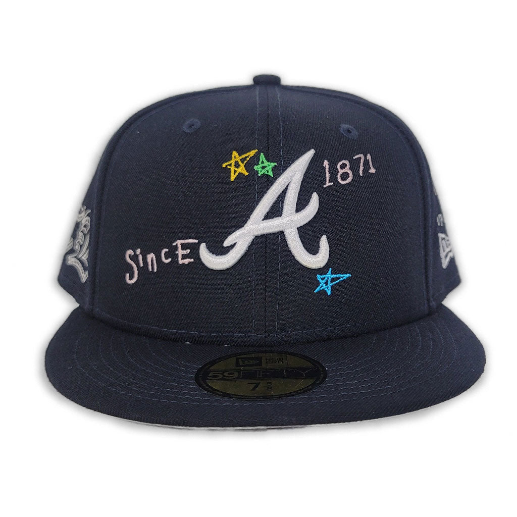 Navy Blue Atlanta Braves Scribble New Era 59Fifty Fitted
