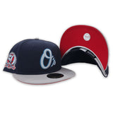 Navy Blue Baltimore Orioles Gray Visor Red Bottom 50th Anniversary Side Patch New Era 59Fifty Fitted - 3