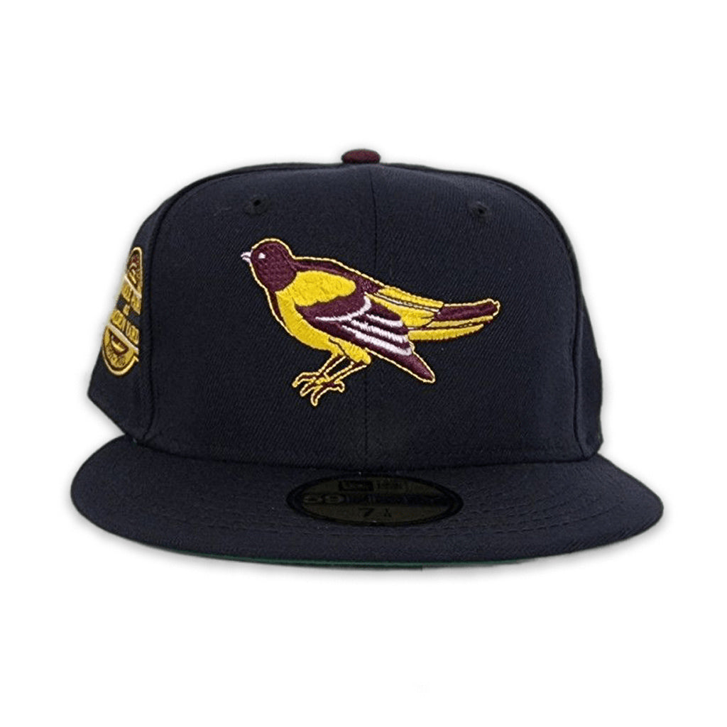 Navy Blue Baltimore Orioles Green Bottom 20th Anniversary Side Patch New Era 59Fifty Fitted