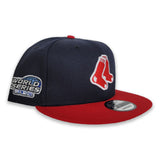 Navy Blue Boston Red Sox Pink Bottom 2004 World Series Side Patch 9Fifty Snapback