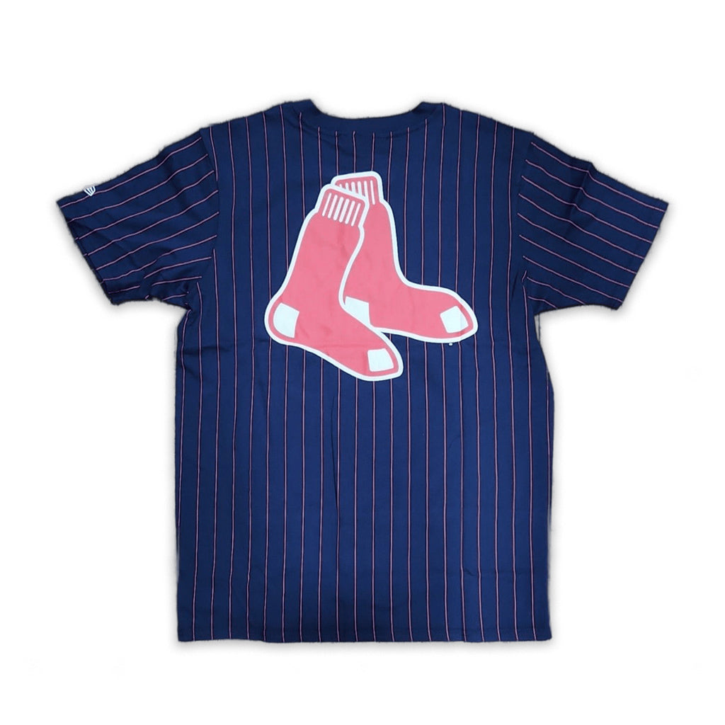 Navy Blue Boston Red Sox Red Pinstripe New Era Short Sleeve T-shirt XL Navy Blue Boston Red Sox Red Pinstripe New Era Short Sleeve T-shirt XL