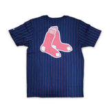 Navy Blue Boston Red Sox Red Pinstripe New Era Short Sleeve T-shirt