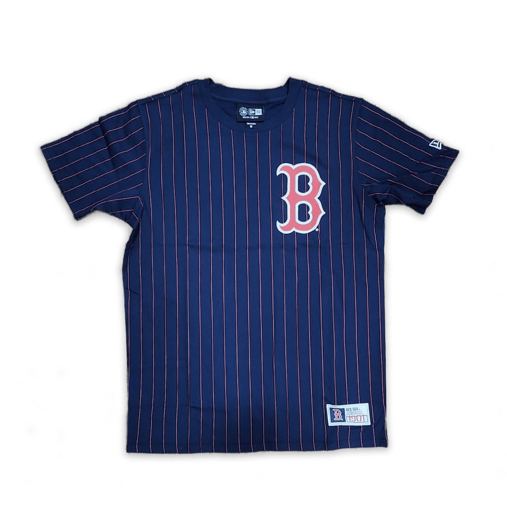 Navy Blue Boston Red Sox Red Pinstripe New Era Short Sleeve T-shirt XL Navy Blue Boston Red Sox Red Pinstripe New Era Short Sleeve T-shirt XL