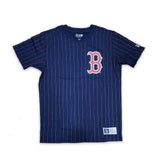Navy Blue Boston Red Sox Red Pinstripe New Era Short Sleeve T-shirt